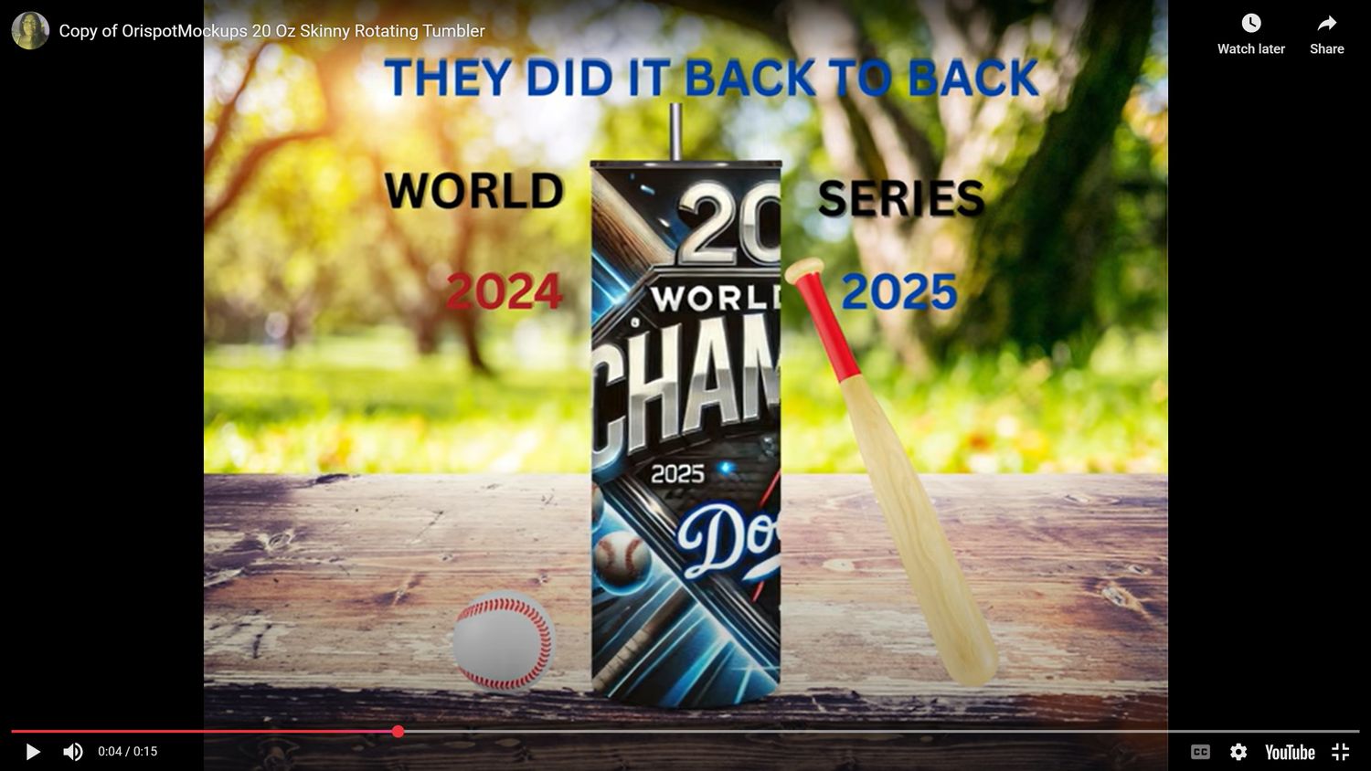 Back-to-Back World Series Rotating Tumbler – 2024 &amp; 2025 Champions Edition