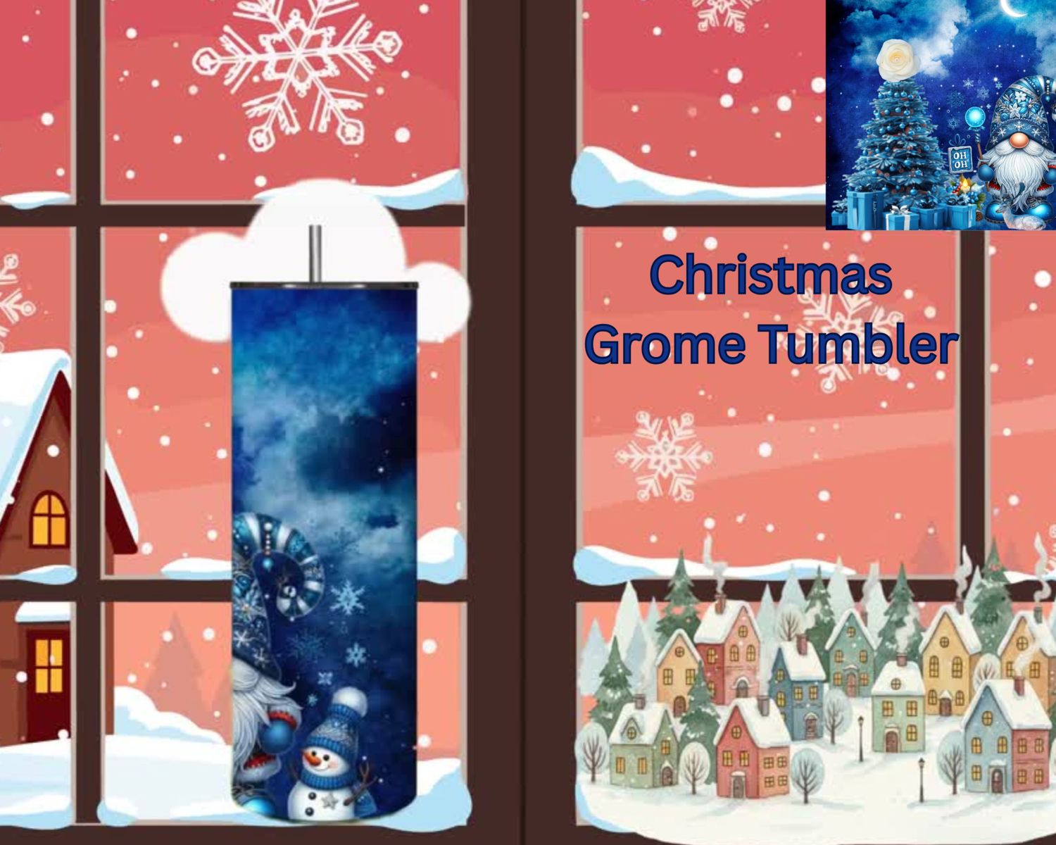 20 oz Christmas Gnome Tumbler – Snowman &amp; Christmas Tree Design