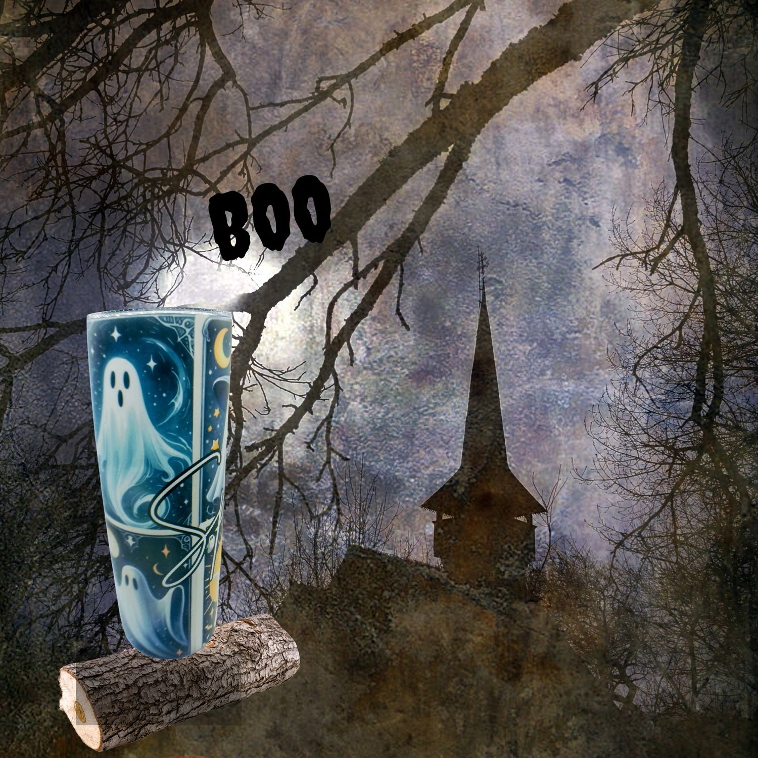 Boo-tiful Blue Ghost Tumbler – 20 oz with ‘Scary’ Design