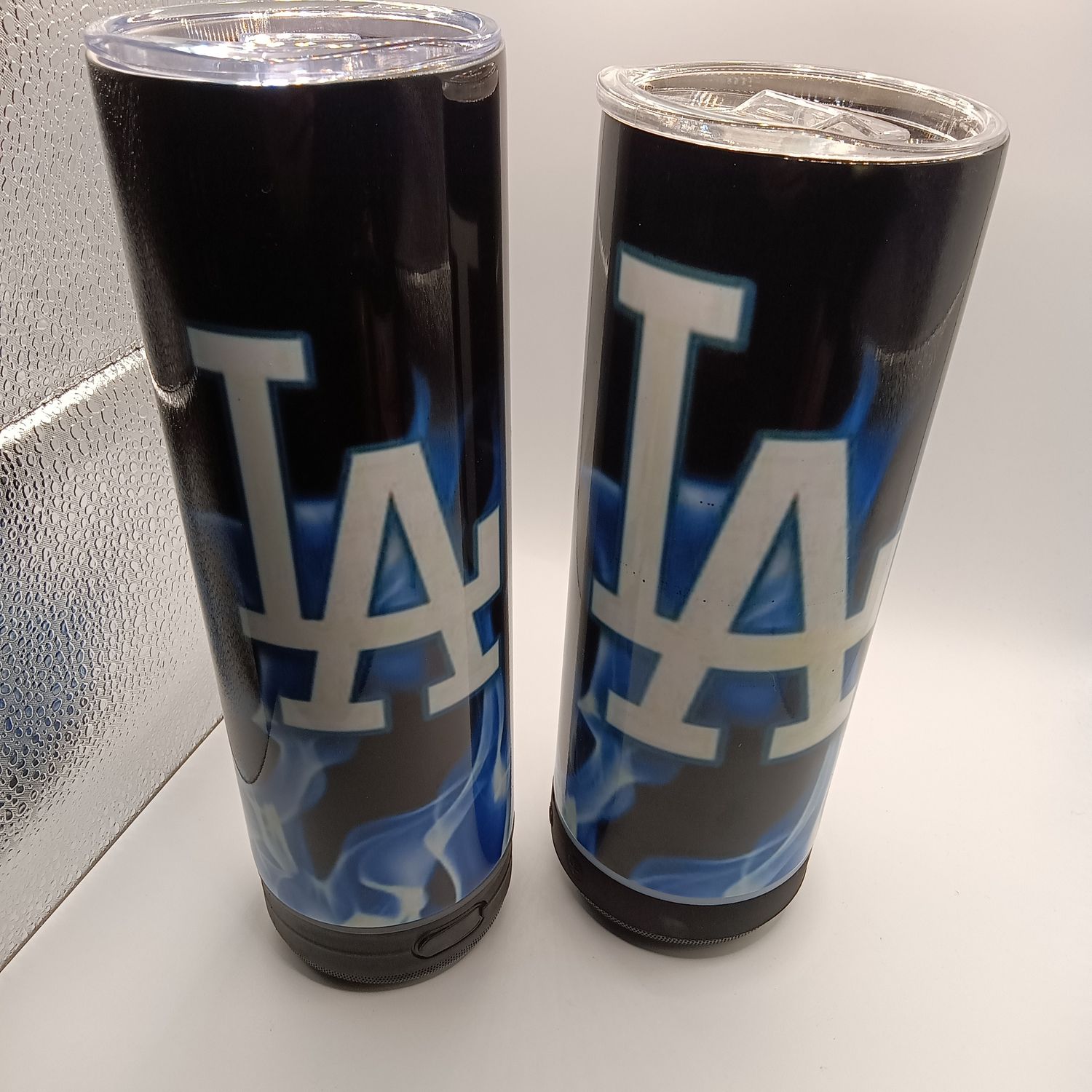 Dodgers Inspired 20oz Bluetooth Tumbler – Skinny Stainless Steel Speaker Cup with Lid &amp; Straw