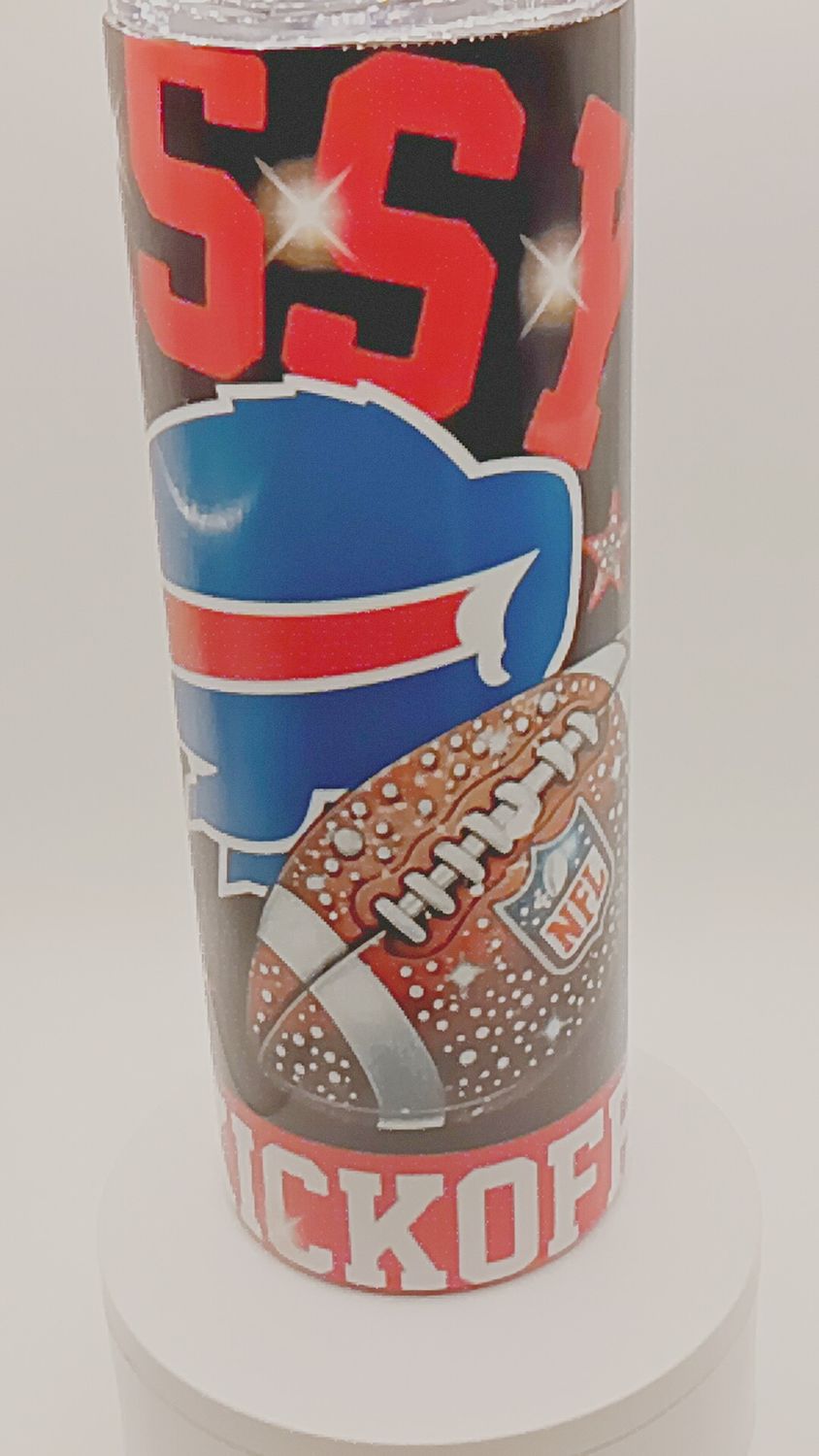 Let’s Go Buffalo 20 oz Team Spirit Tumbler – Football Fan Drinkware with Lid &amp; Straw