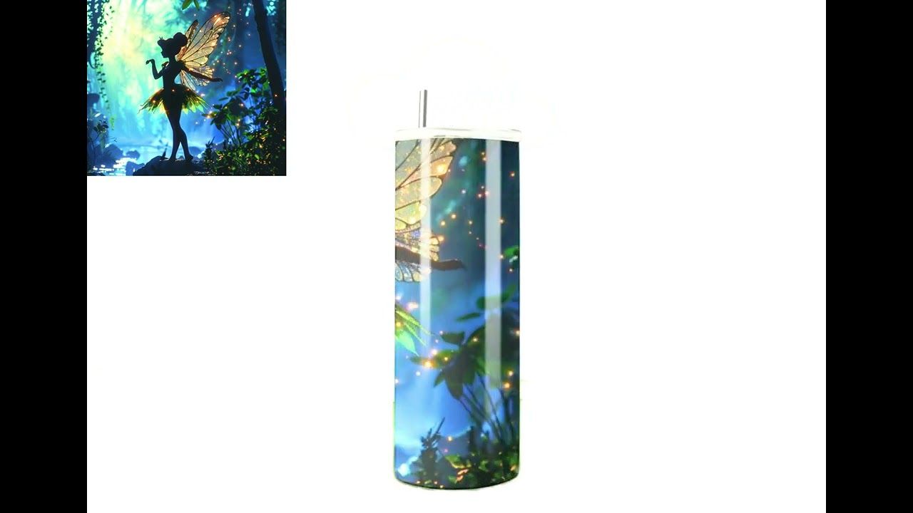 20 oz Glow‑in‑the‑Dark Fairy Tumbler — Magical Silhouette Drinkware with Lid & Straw
