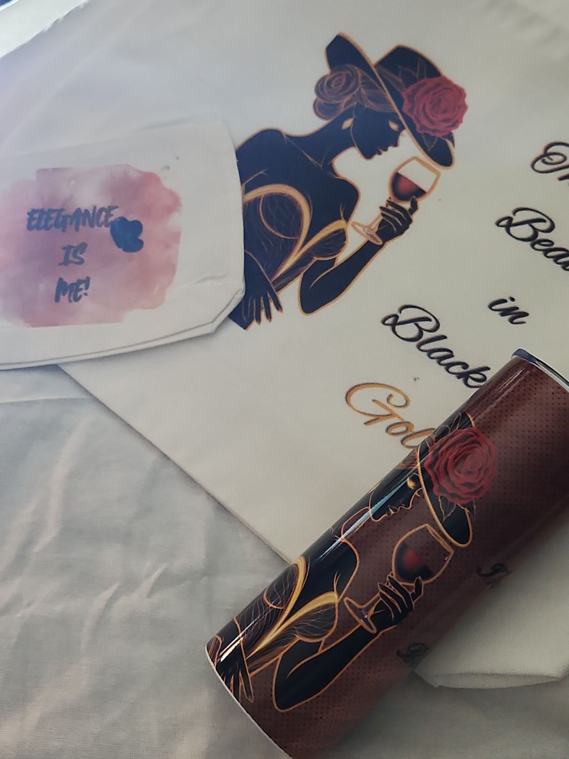 “There Is Beauty in Black &amp; Gold” Tote Bag Set ✨