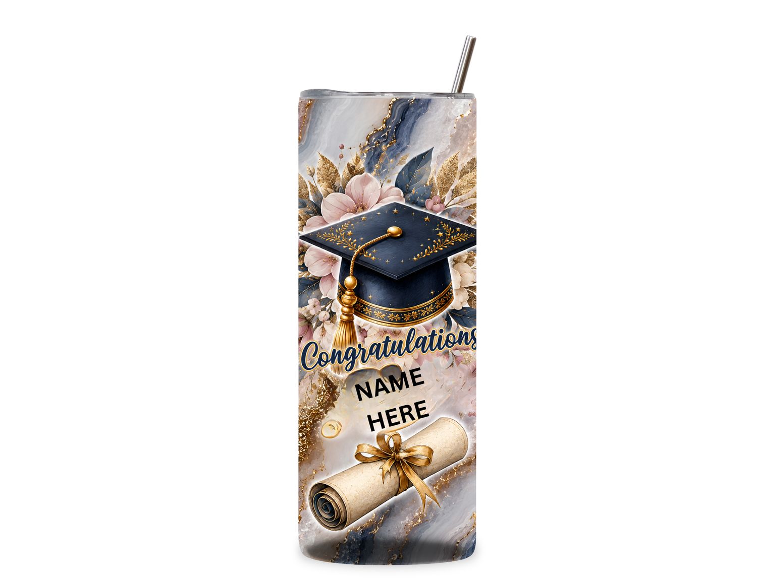 2026 Graduation Skinny Tumbler – Class of 2026 Personalized Gift Cup with Lid & Straw