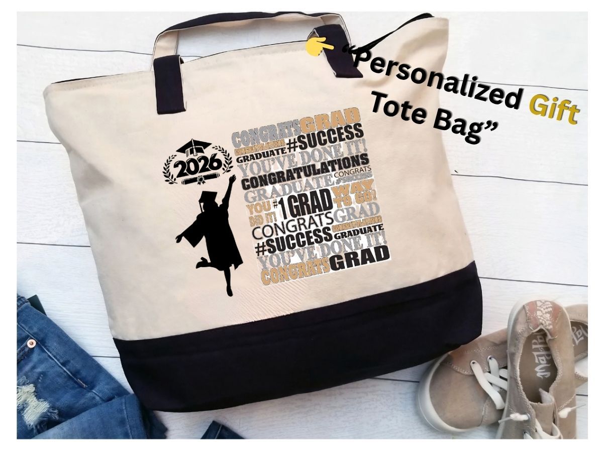 2026 Graduation Tote Bag – Large Canvas Class of 2026 Gift Bag for Graduates