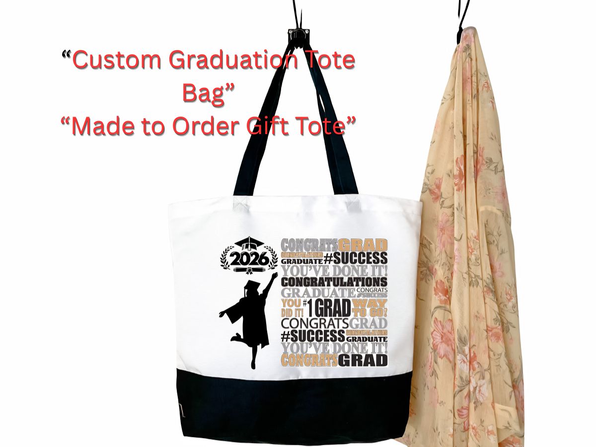 2026 Graduation Tote Bag – Large Canvas Class of 2026 Gift Bag for Graduates