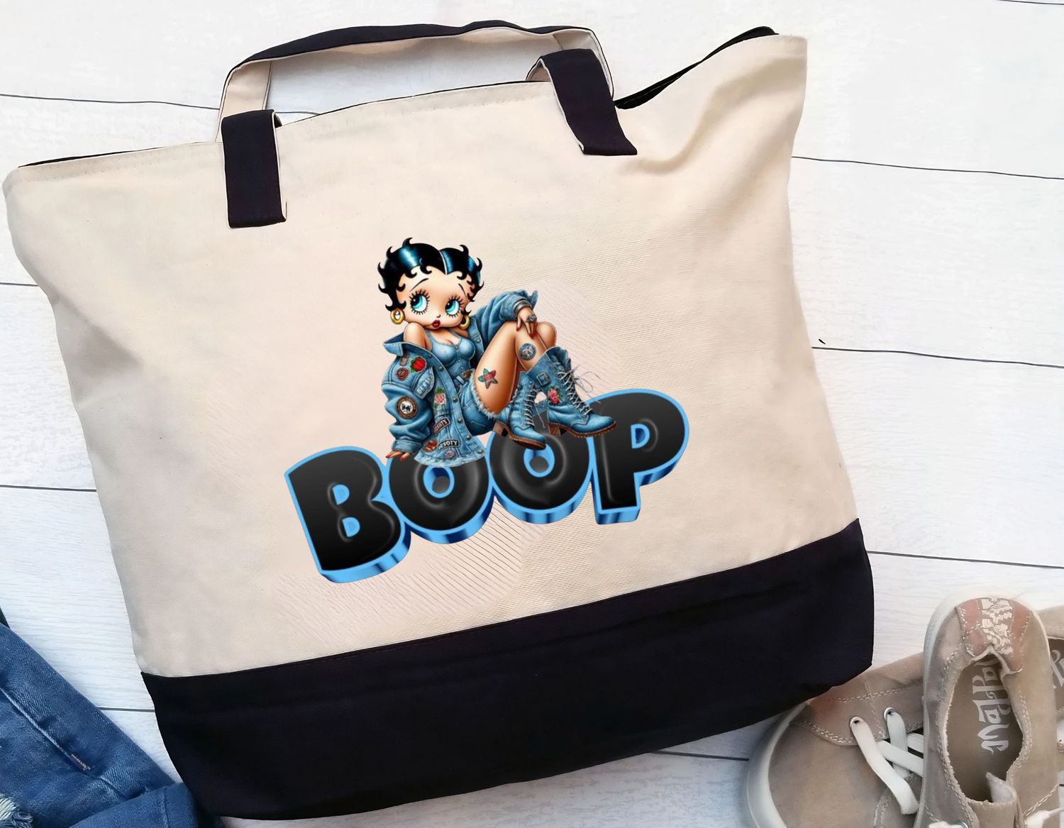 Betty Boop Inspired Tote Bag – Cute Cartoon Style Canvas Shoulder Bag for Women