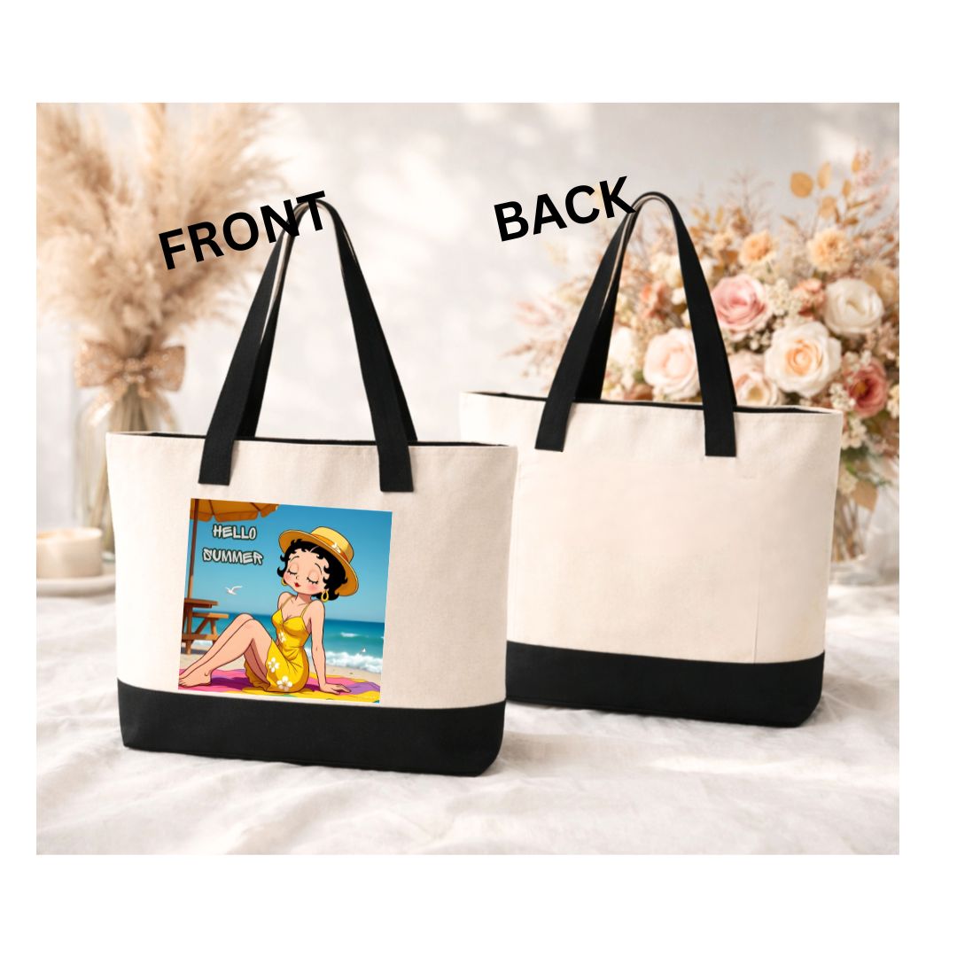 Betty Boop Inspired Tote Bag – Retro Cartoon Canvas Shoulder Bag for Women