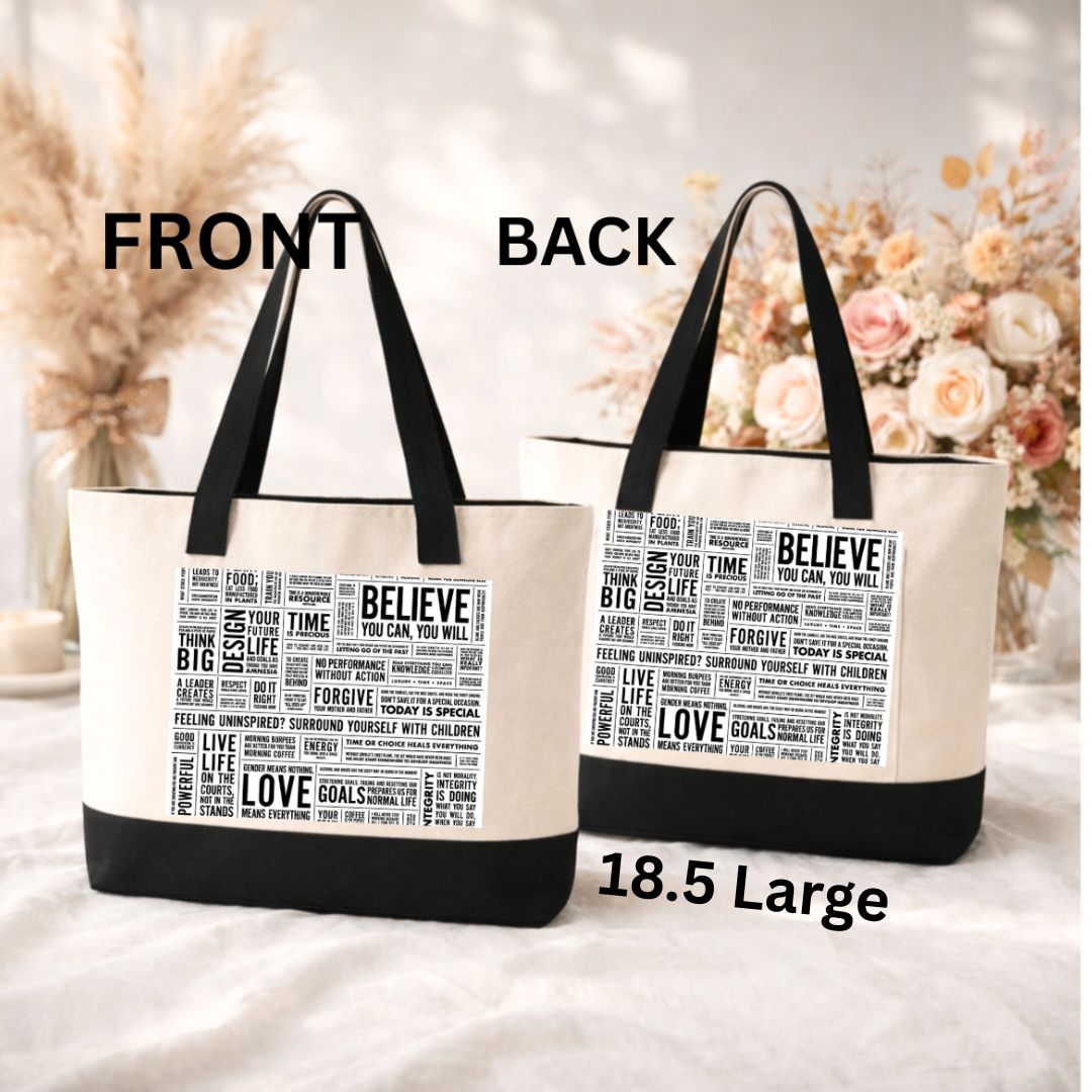 Inspirational Word Art Tote Bag – Motivational Canvas Shoulder Bag for Women