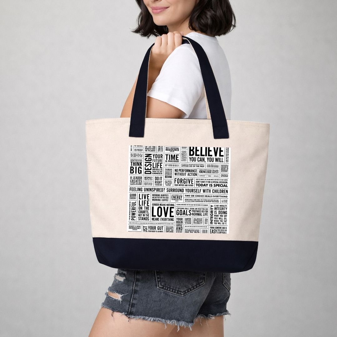 Inspirational Word Art Tote Bag – Motivational Canvas Shoulder Bag for Women