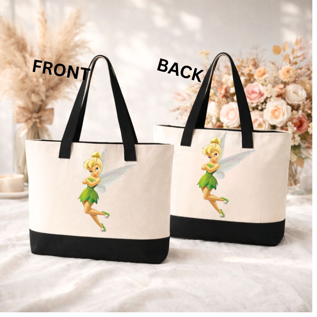 Tinker Bell Inspired Tote Bag – Fairy Style Canvas Shoulder Bag
