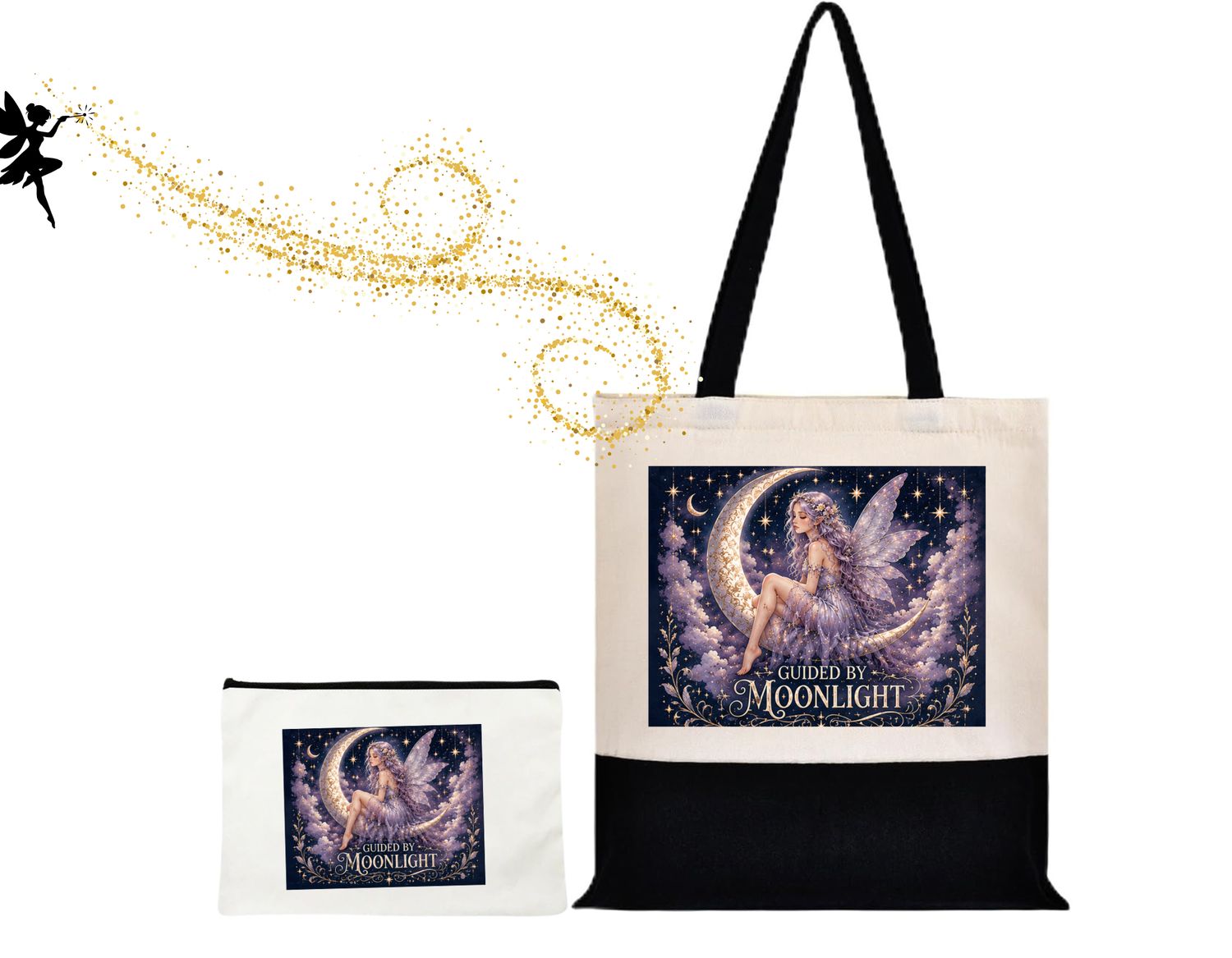 Moon Fairy Tote Bag – Guided by Moonlight | Celestial Fairycore Canvas Tote Moon Fairy Tote Bag – Guided by Moonlight | Celestial Fairycore Canvas Tote