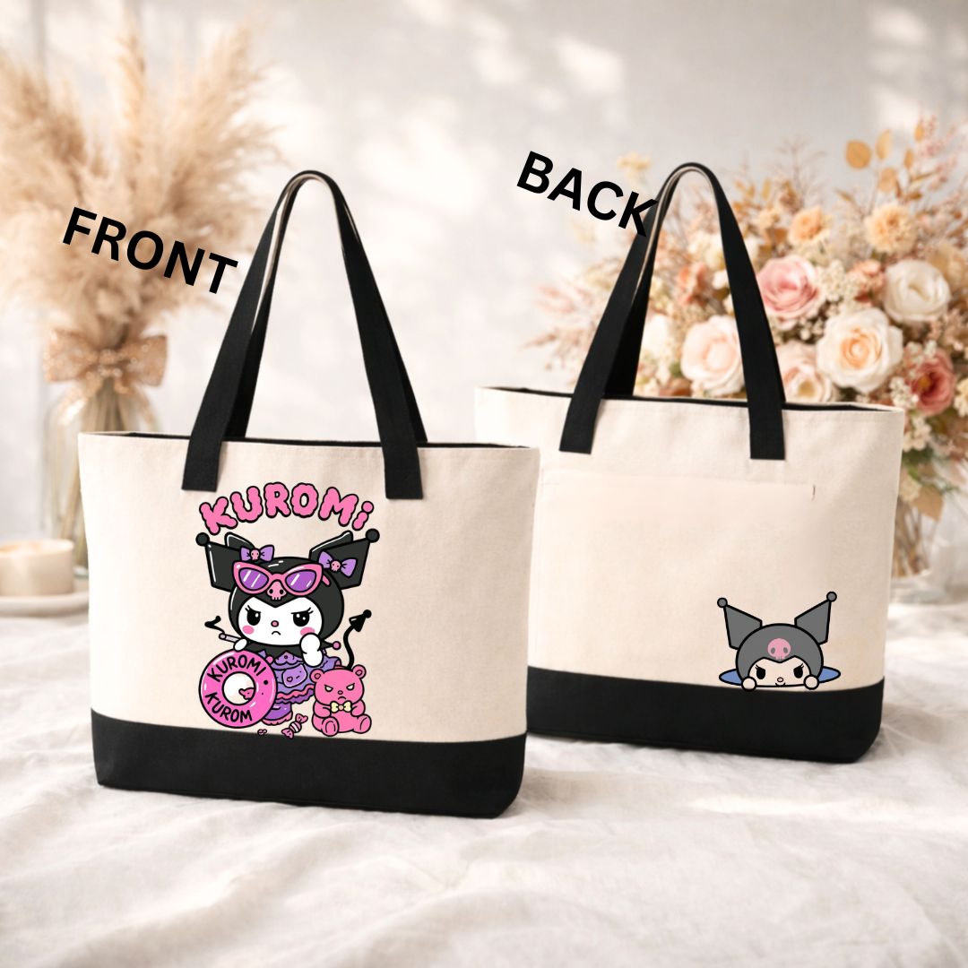 Kawaii Tote Bag – Cute purple Aesthetic Reusable Everyday Shoulder Bag