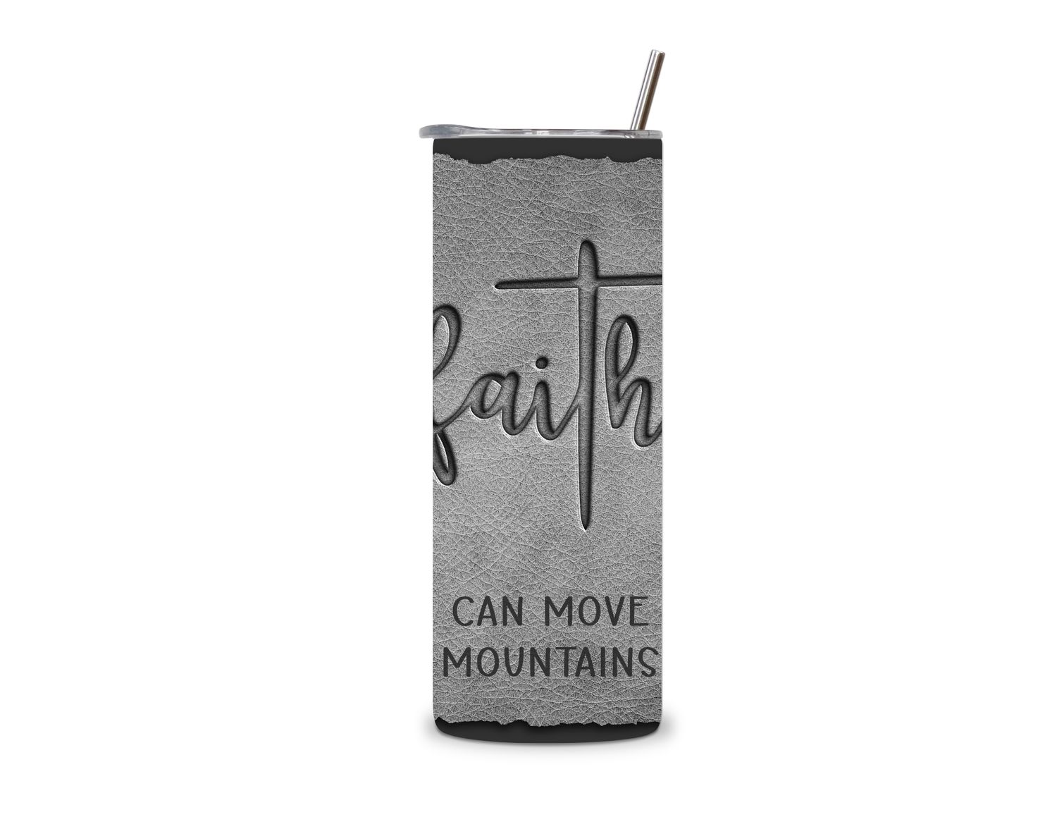 Faith Can Move Mountains Gray Polyester Tote