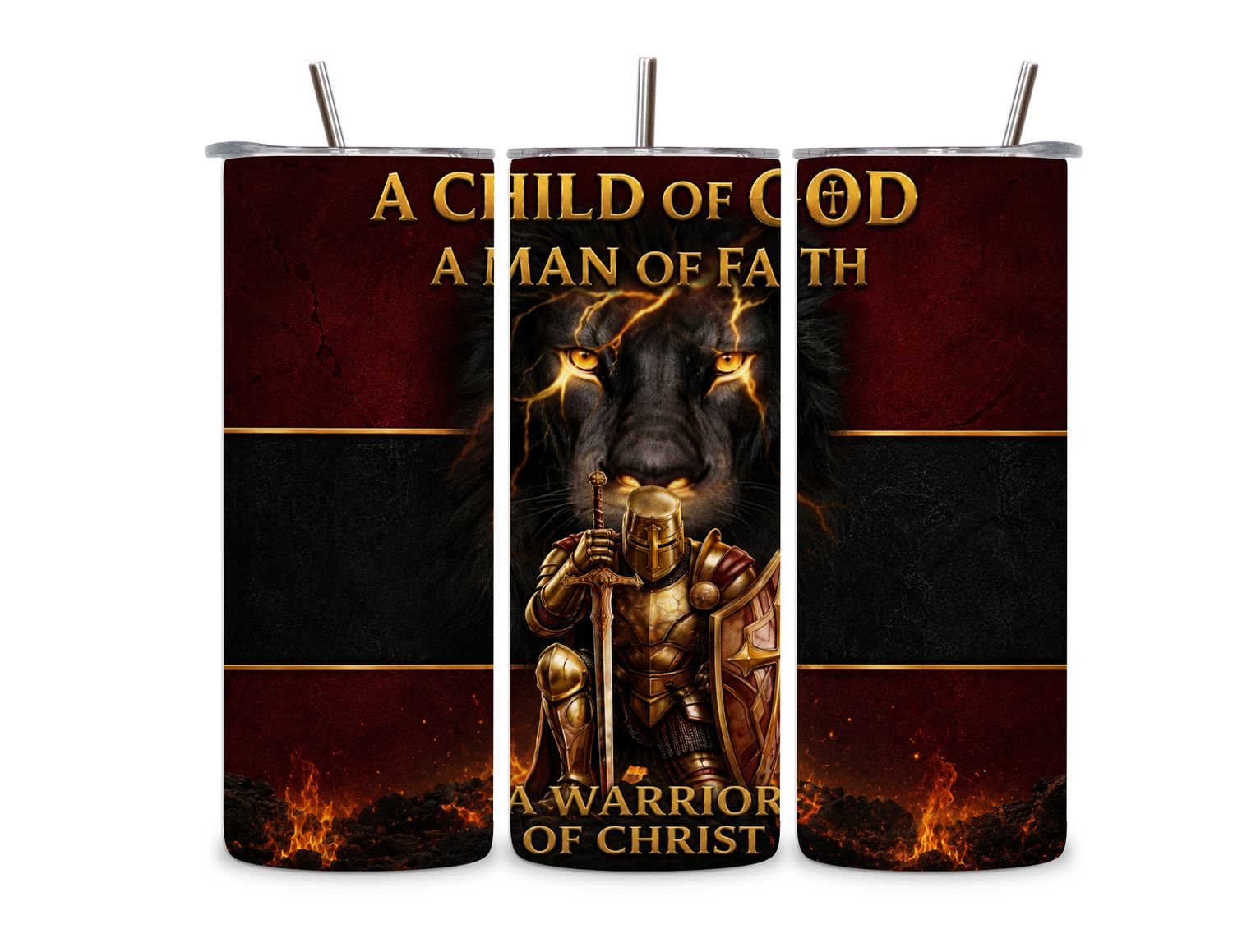A Child of God, A Man of Faith, A Warrior of Christ 20 oz Christian Tumbler A Child of God, A Man of Faith, A Warrior of Christ 20 oz Christian Tumbler