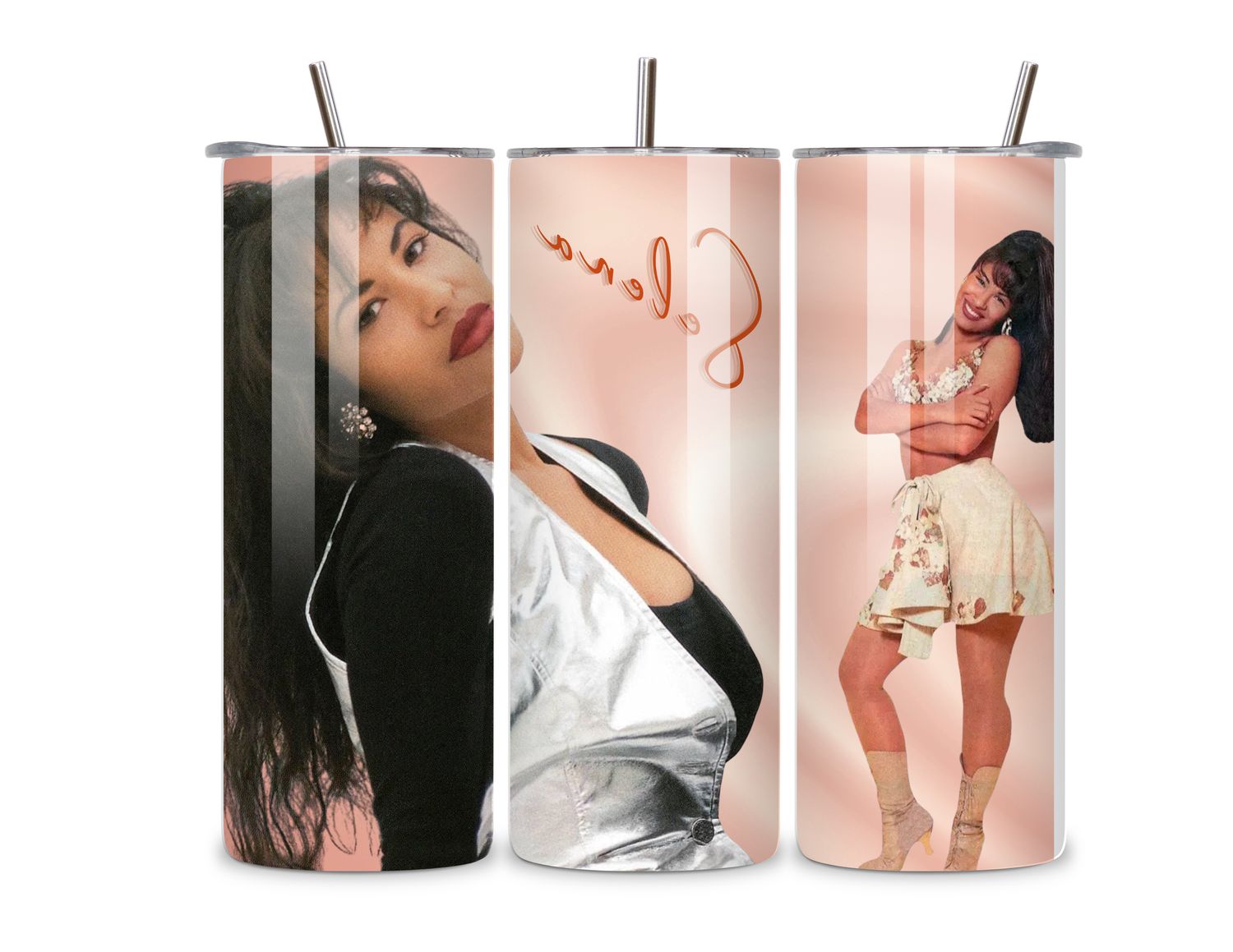 Selena Quintanilla Inspired 20oz Skinny Tumbler – Pink Tribute Design