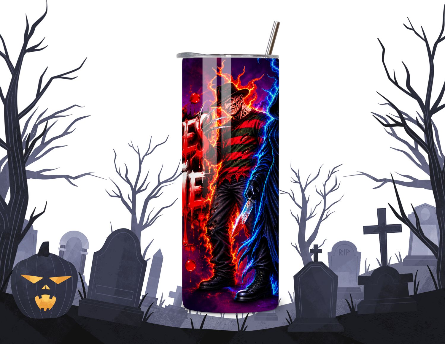Nightmares Never Die 20 oz Horror Tumbler | Halloween Inspired