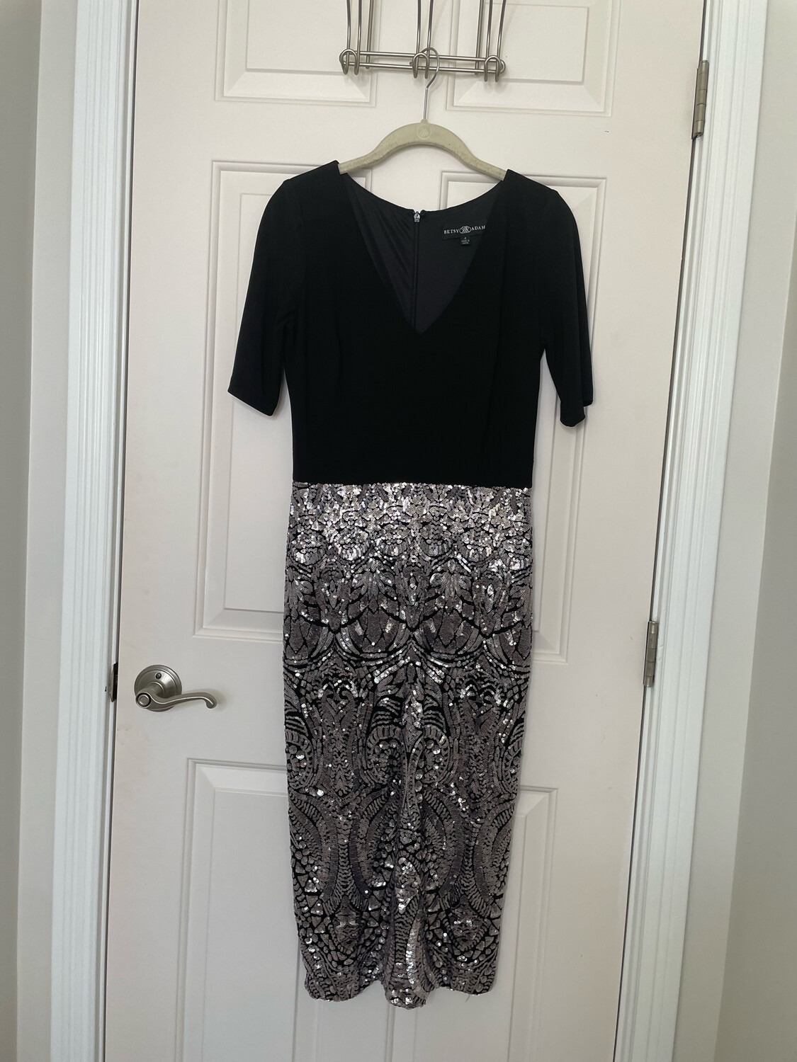 Betsy Adam Black + Sequin Dress