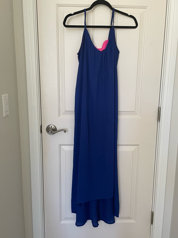 Blue Maxi With Hot Pink Accent On Back Size Small