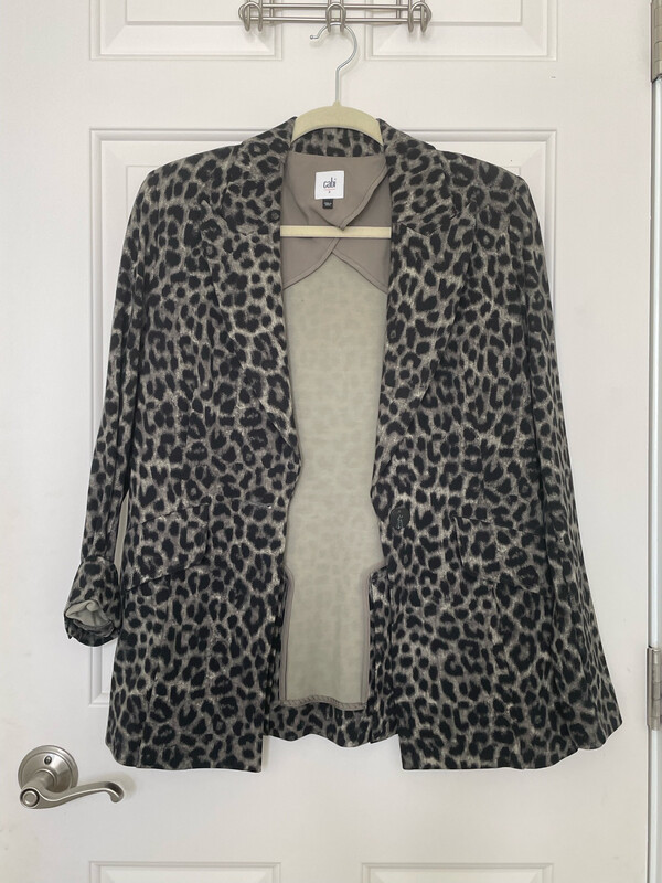 Cabi Ponte Knit Leopard Blazer Size 2