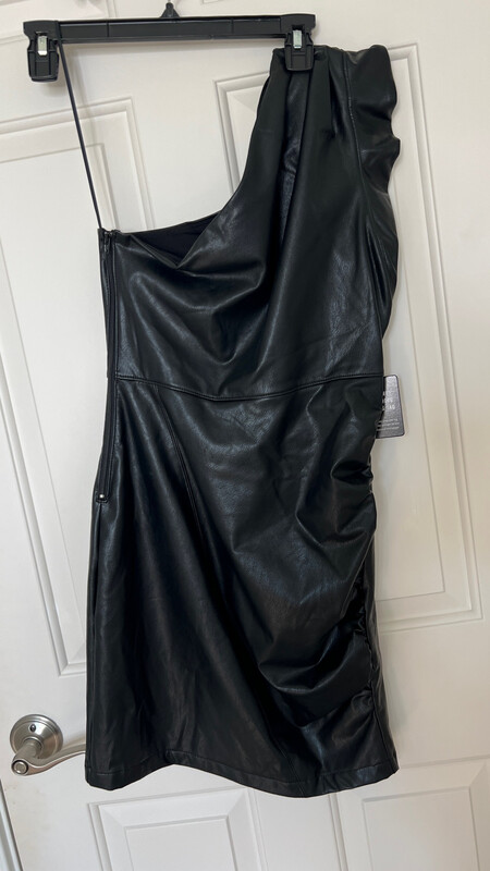 Express 1 Shoulder Faux Leather Dress Size XS (new w/tags)