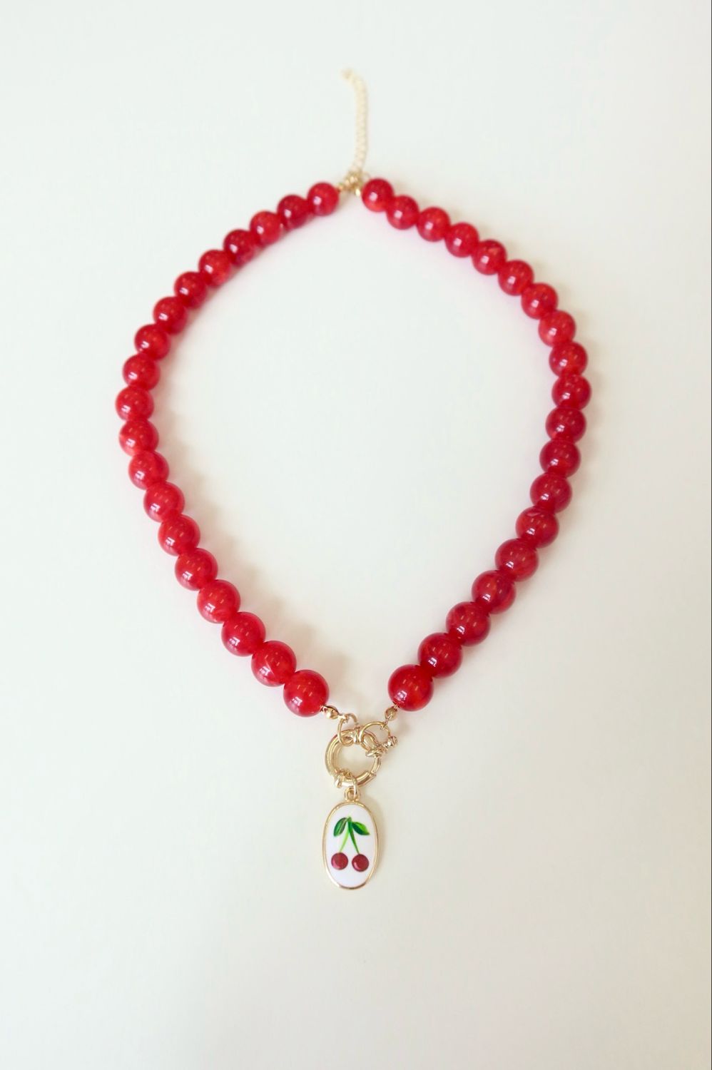 Cherry Red Beaded Necklace