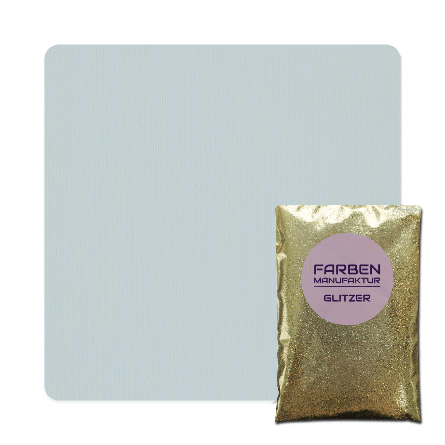 Farben Manufaktur Glam Collection Kreide-Wandfarbe mit Glitzer  - Helles Blau Grau mit Gold Glitzer