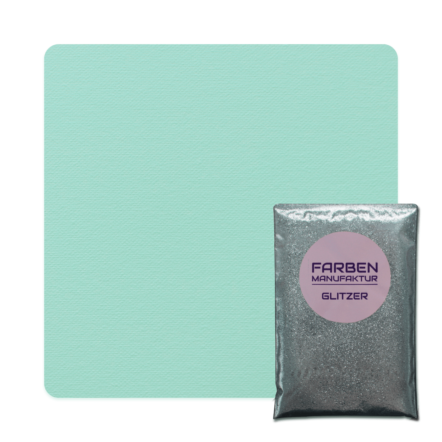 Farben Manufaktur Glam Collection Kreide-Wandfarbe mit Glitzer  - Minz Grün mit Silber Glitzer