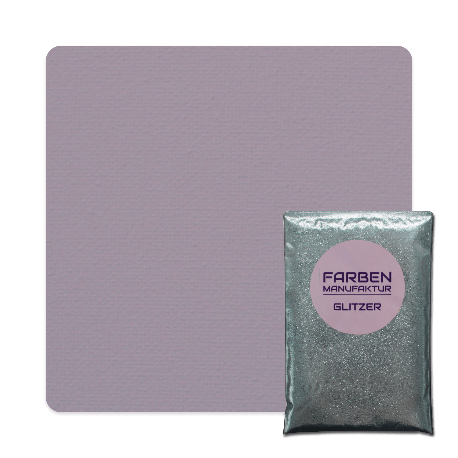 Farben Manufaktur Glam Collection Kreide-Wandfarbe mit Glitzer  - Grau Flieder mit Silber Glitzer