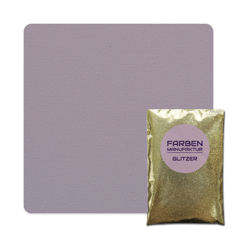 Farben Manufaktur Glam Collection Kreide-Wandfarbe mit Glitzer  - Grau Flieder mit Gold Glitzer