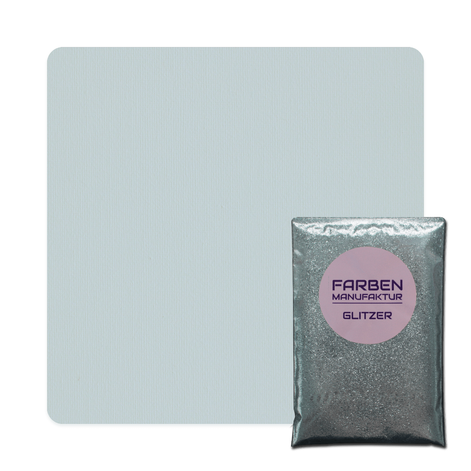 Farben Manufaktur Glam Collection Kreide-Wandfarbe mit Glitzer  - Helles Blau Grau mit Silber Glitzer