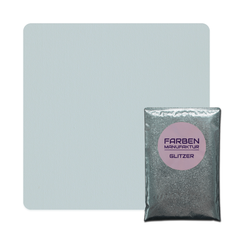 Farben Manufaktur Glam Collection Kreide-Wandfarbe mit Glitzer  - Helles Blau Grau mit Silber Glitzer