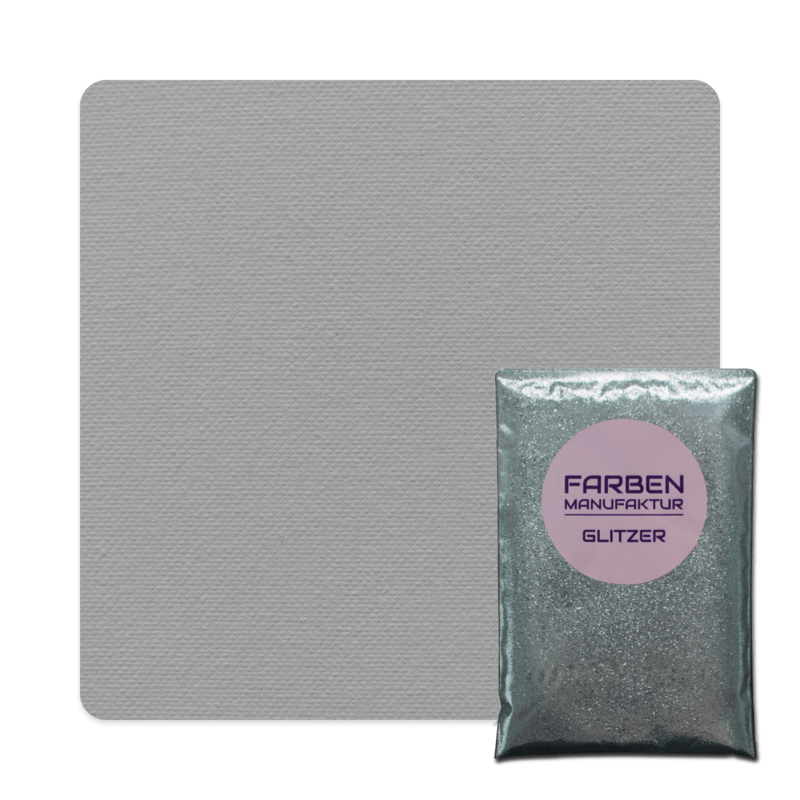 Farben Manufaktur Glam Collection Kreide-Wandfarbe mit Glitzer  - Mittel Grau mit Silber Glitzer