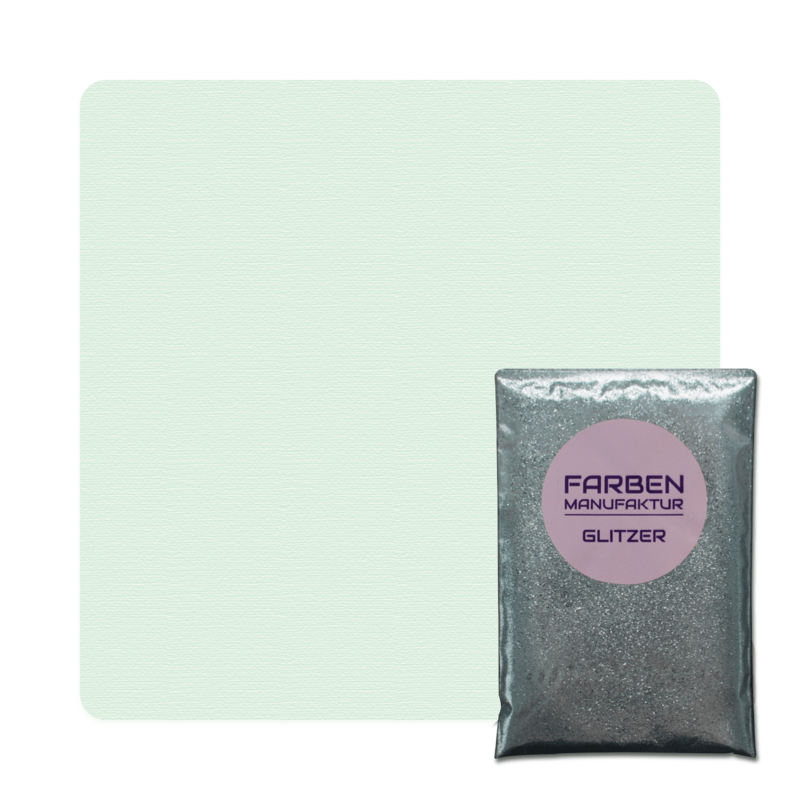 Farben Manufaktur Glam Collection Kreide-Wandfarbe mit Glitzer  - Helles Mint mit Silber Glitzer