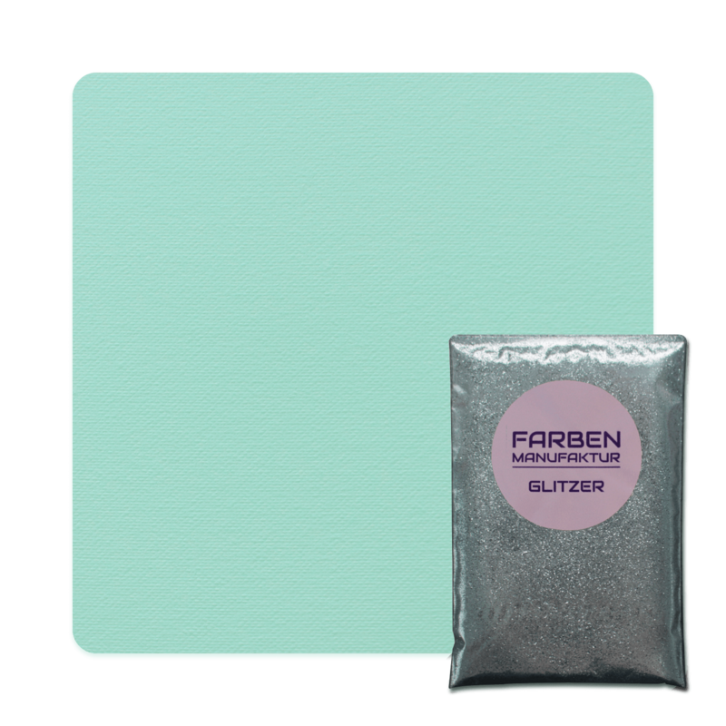Farben Manufaktur Glam Collection Kreide-Wandfarbe mit Glitzer  - Minz Grün mit Silber Glitzer