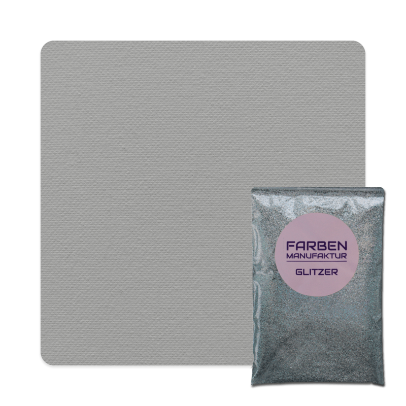 Farben Manufaktur Glam Collection Kreide-Wandfarbe mit Glitzer  - Mittel Grau mit Holo Silber Glitzer