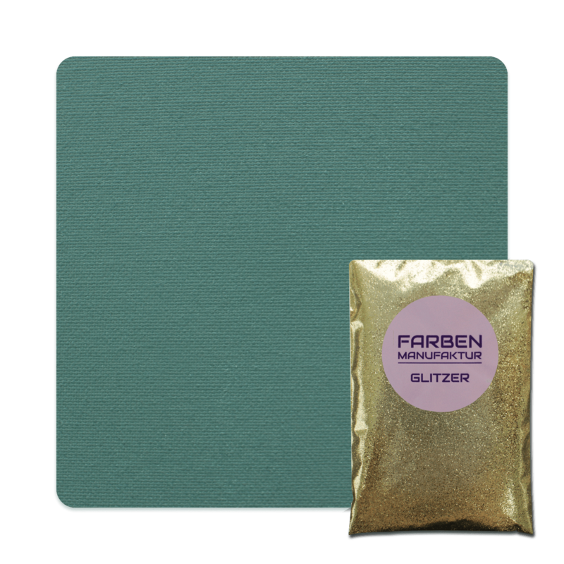 Farben Manufaktur Glam Collection Kreide-Wandfarbe mit Glitzer  - Pinien Grün mit Gold Glitzer