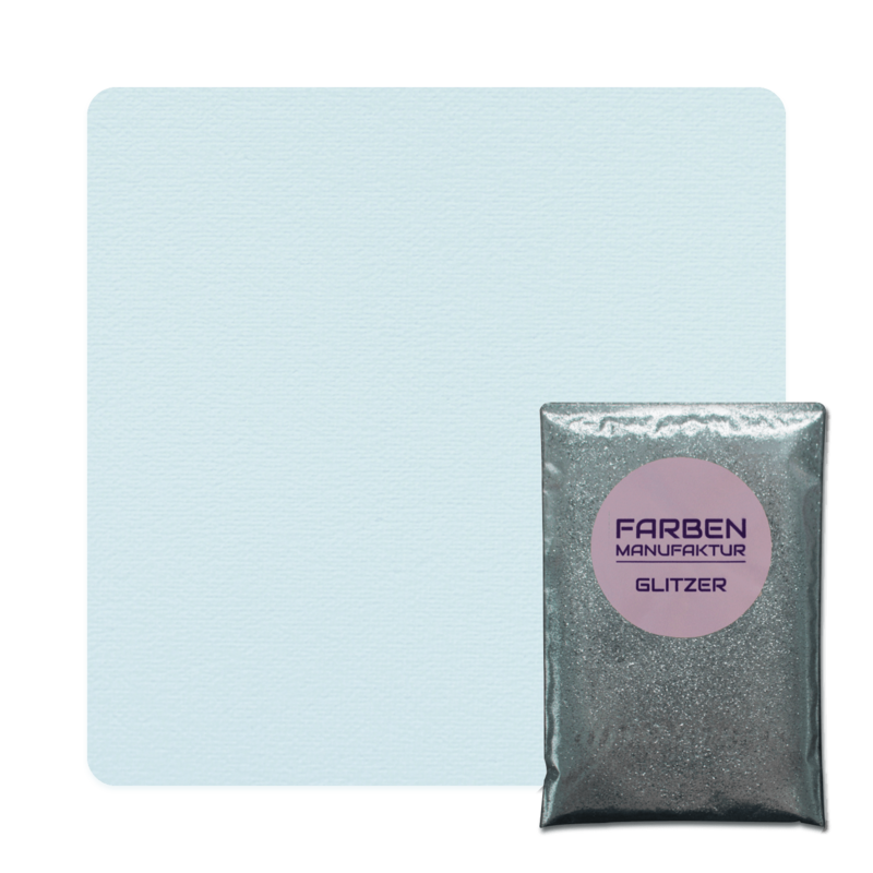 Farben Manufaktur Glam Collection Kreide-Wandfarbe mit Glitzer  - Helles Blau mit Silber Glitzer