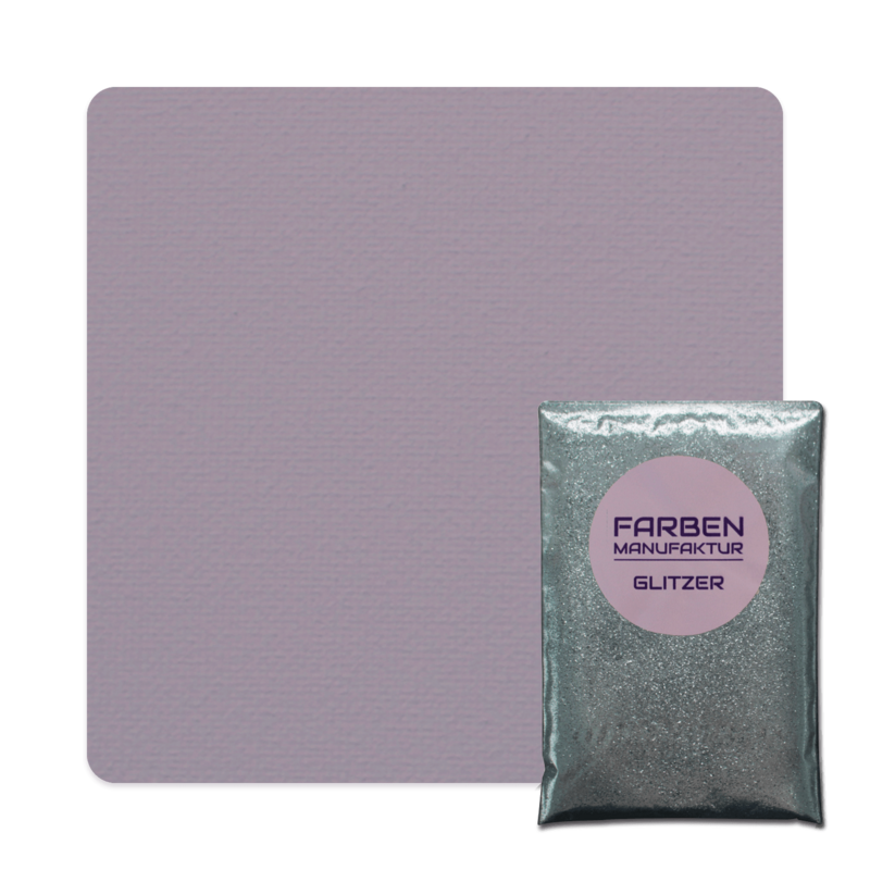 Farben Manufaktur Glam Collection Kreide-Wandfarbe mit Glitzer  - Grau Flieder mit Silber Glitzer