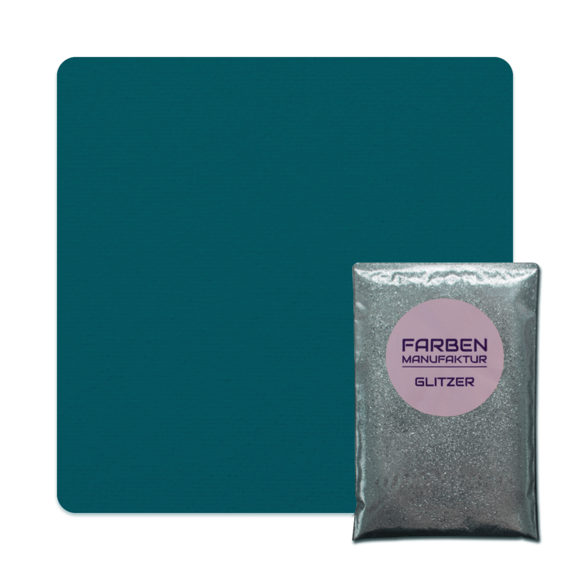 Farben Manufaktur Glam Collection Kreide-Wandfarbe mit Glitzer  - Petrol Blau Grün mit Silber Glitzer