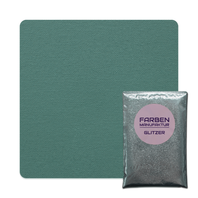 Farben Manufaktur Glam Collection Kreide-Wandfarbe mit Glitzer  - Pinien Grün mit Silber Glitzer