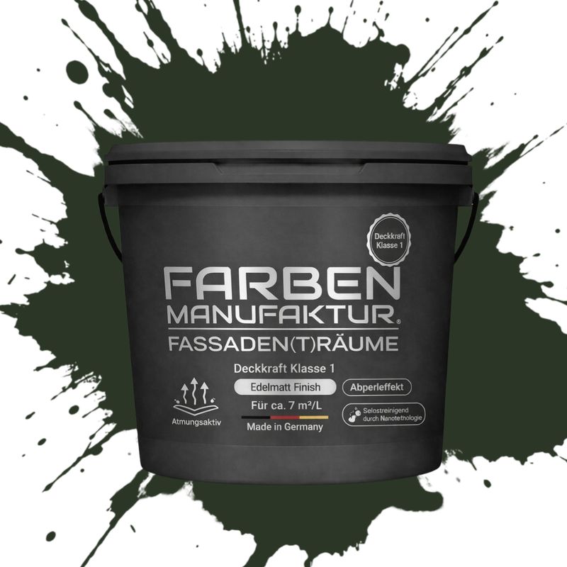 Farben Manufaktur Fassaden(t)räume Silikonharz - RAL 6007 Flaschengrün Farben Manufaktur Fassaden(t)räume Silikonharz - RAL 6007 Flaschengrün