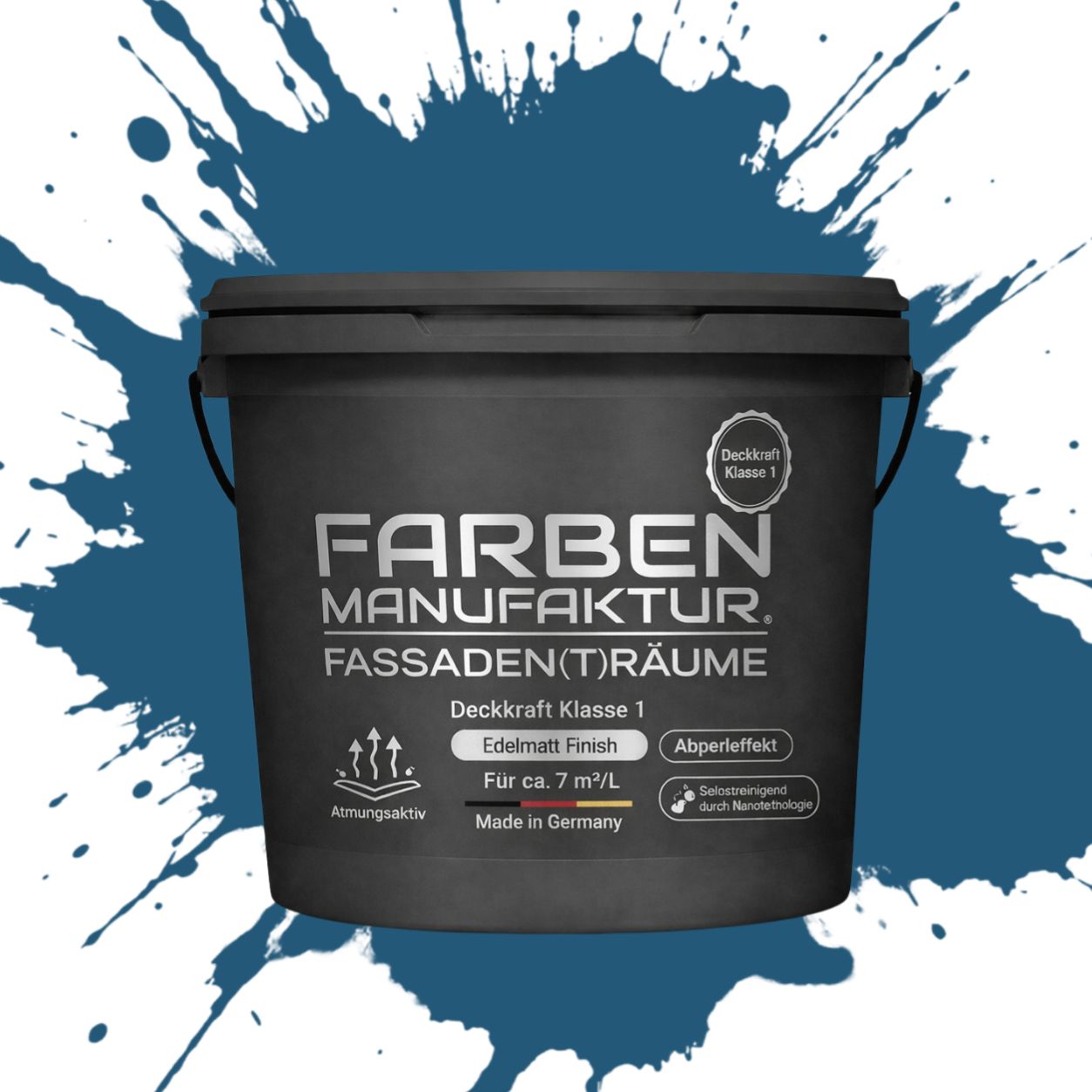 Farben Manufaktur Fassaden(t)räume Silikonharz mit Silber Glitzer - RAL 5009 Azurblau Farben Manufaktur Fassaden(t)räume Silikonharz mit Silber Glitzer - RAL 5009 Azurblau