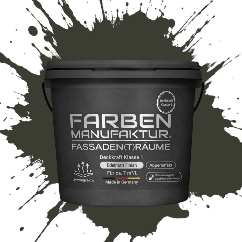 Farben Manufaktur Fassaden(t)räume Silikonharz mit Silber Glitzer - RAL 6006 Grauoliv Farben Manufaktur Fassaden(t)räume Silikonharz mit Silber Glitzer - RAL 6006 Grauoliv