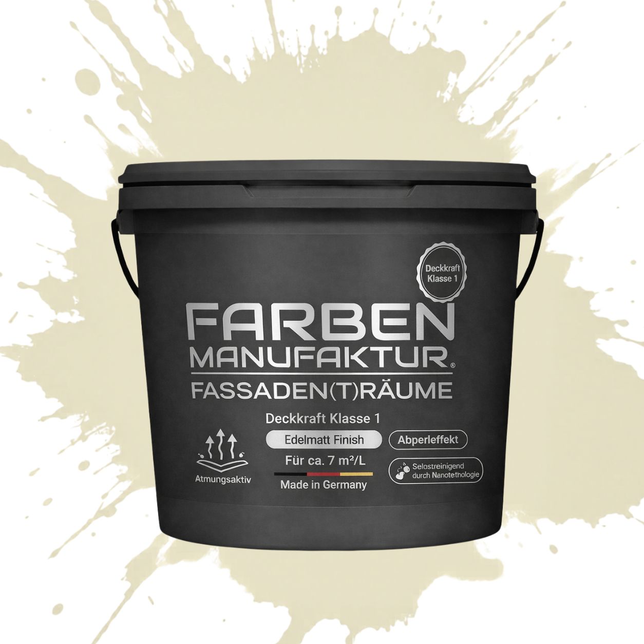 Farben Manufaktur Fassaden(t)räume Silikonharz mit Silber Glitzer - RAL 1013 Perlweiß Farben Manufaktur Fassaden(t)räume Silikonharz mit Silber Glitzer - RAL 1013 Perlweiß