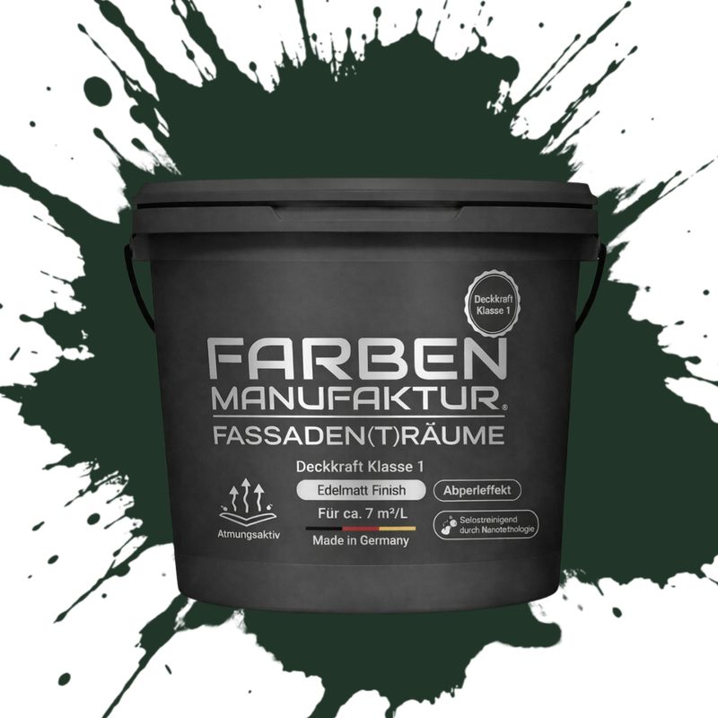 Farben Manufaktur Fassaden(t)räume Silikonharz mit Silber Glitzer - RAL 6009 Tannengrün Farben Manufaktur Fassaden(t)räume Silikonharz mit Silber Glitzer - RAL 6009 Tannengrün