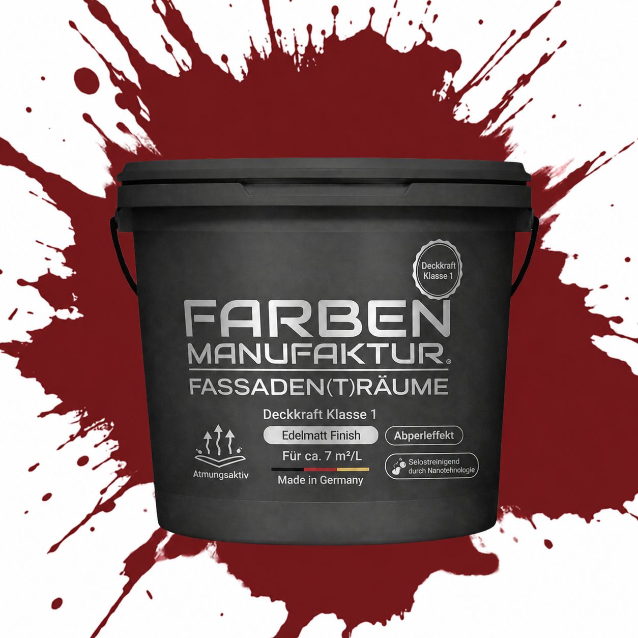 Farben Manufaktur Fassaden(t)räume Silikonharz mit Silber Glitzer - RAL 3011 Braunrot Farben Manufaktur Fassaden(t)räume Silikonharz mit Silber Glitzer - RAL 3011 Braunrot
