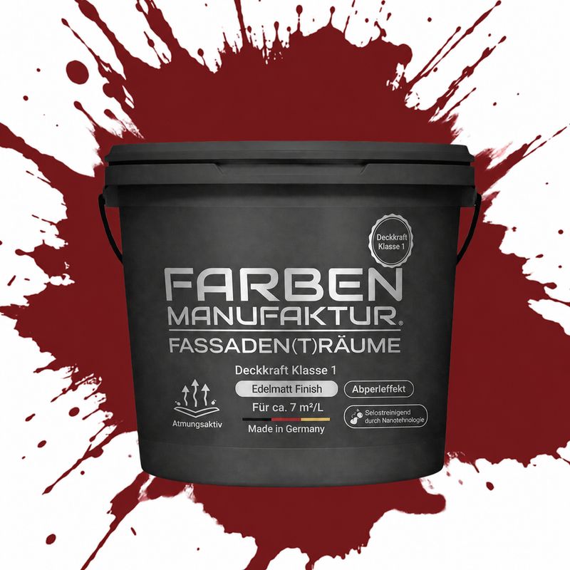 Farben Manufaktur Fassaden(t)räume Silikonharz mit Silber Glitzer - RAL 3011 Braunrot Farben Manufaktur Fassaden(t)räume Silikonharz mit Silber Glitzer - RAL 3011 Braunrot