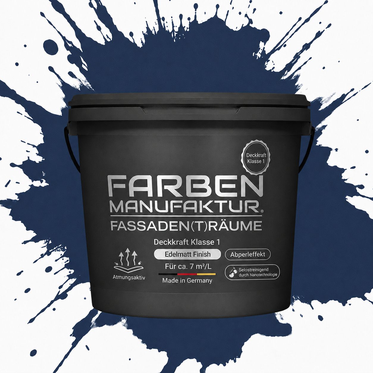 Farben Manufaktur Fassaden(t)räume Silikonharz mit Silber Glitzer - RAL 5003 Saphirblau Farben Manufaktur Fassaden(t)räume Silikonharz mit Silber Glitzer - RAL 5003 Saphirblau