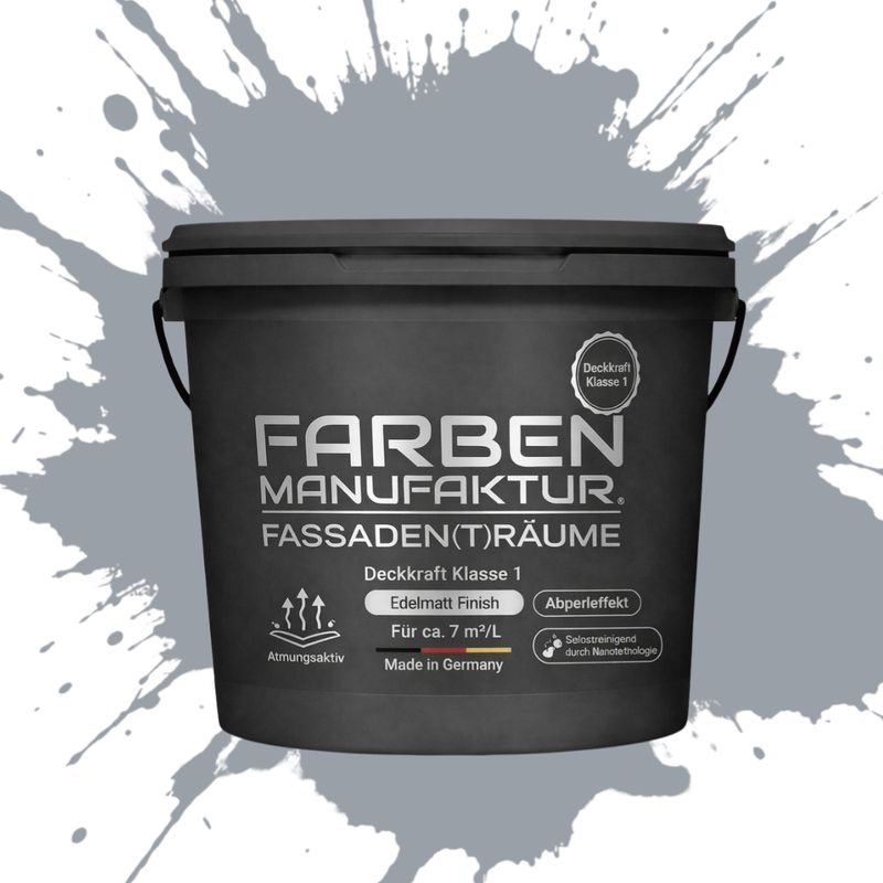 Farben Manufaktur Fassaden(t)räume Silikonharz mit Silber Glitzer - RAL 7040 Fenstergrau Farben Manufaktur Fassaden(t)räume Silikonharz mit Silber Glitzer - RAL 7040 Fenstergrau